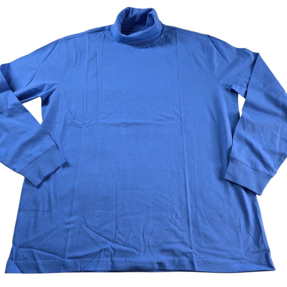 Lands' End Men's Super-T Cotton Turtleneck Chicory Blue Size Large NEW #420086